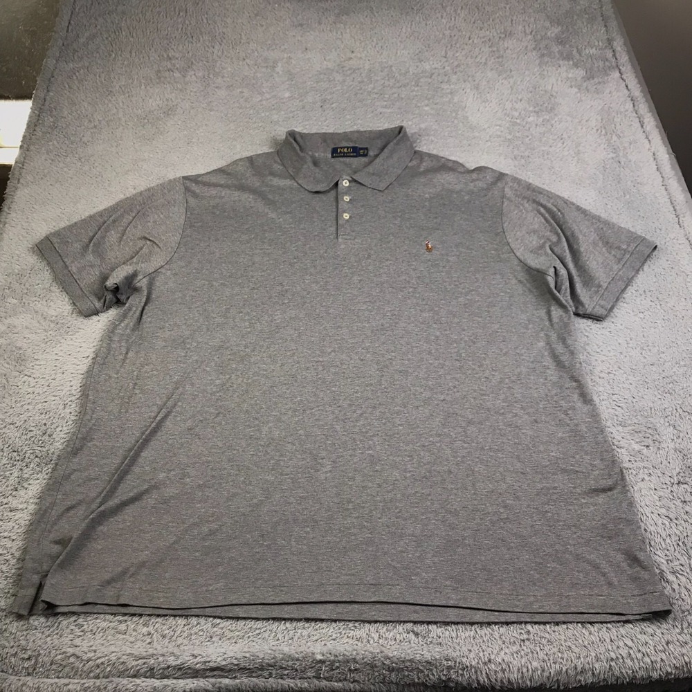 Polo Ralph Lauren Shirt Mens 4XLT Tall Gray 100% Cotton Colored Pony Logo *Flaw